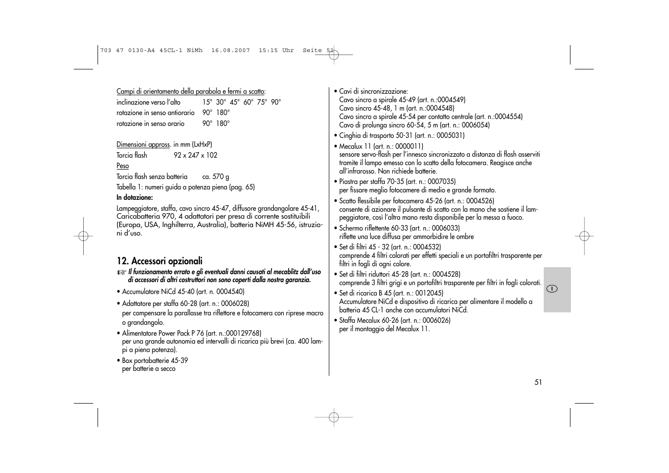 Metz MECABLITZ 45 CL-1 NiMH User Manual | Page 51 / 70