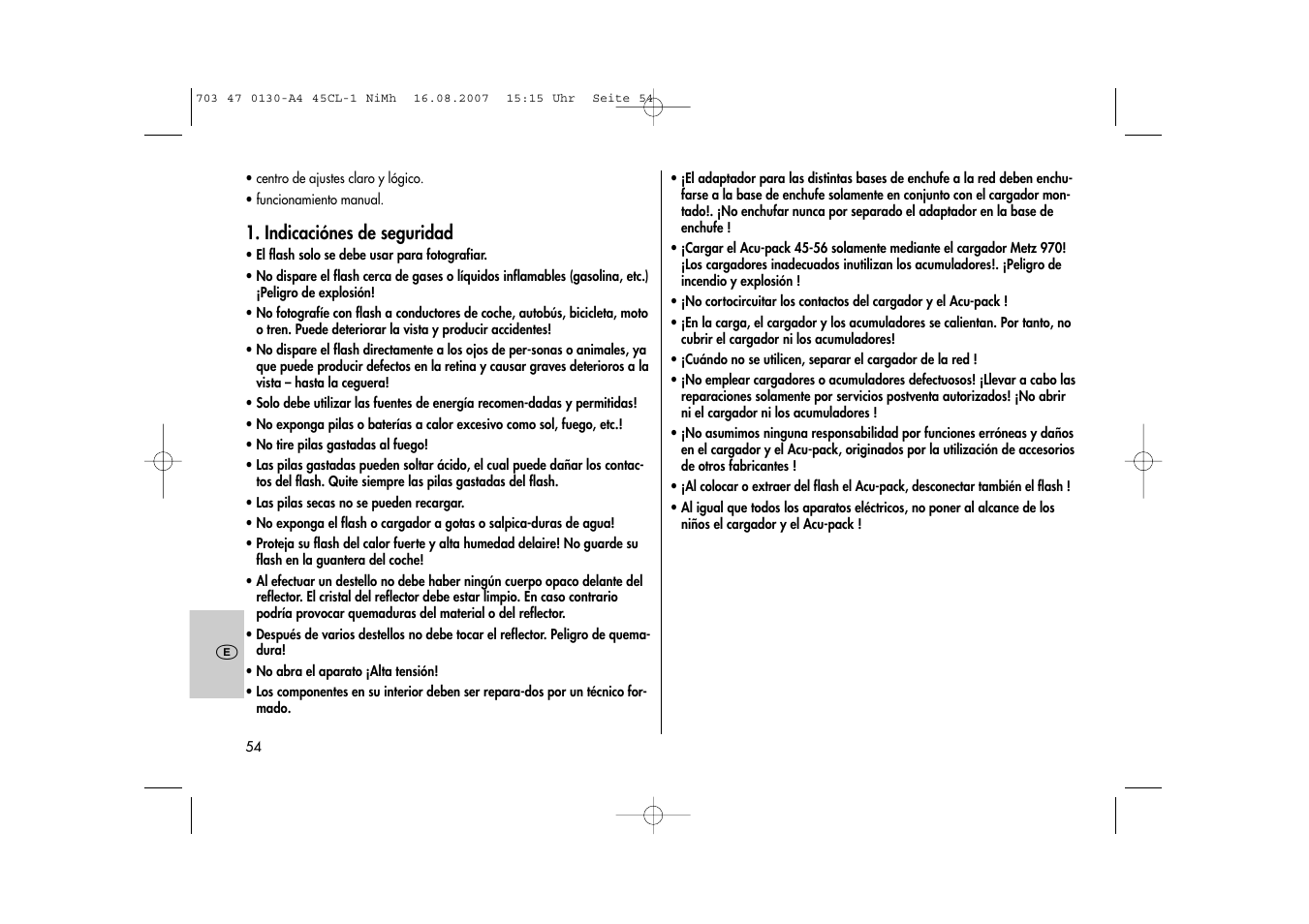 Metz MECABLITZ 45 CL-1 NiMH User Manual | Page 54 / 70