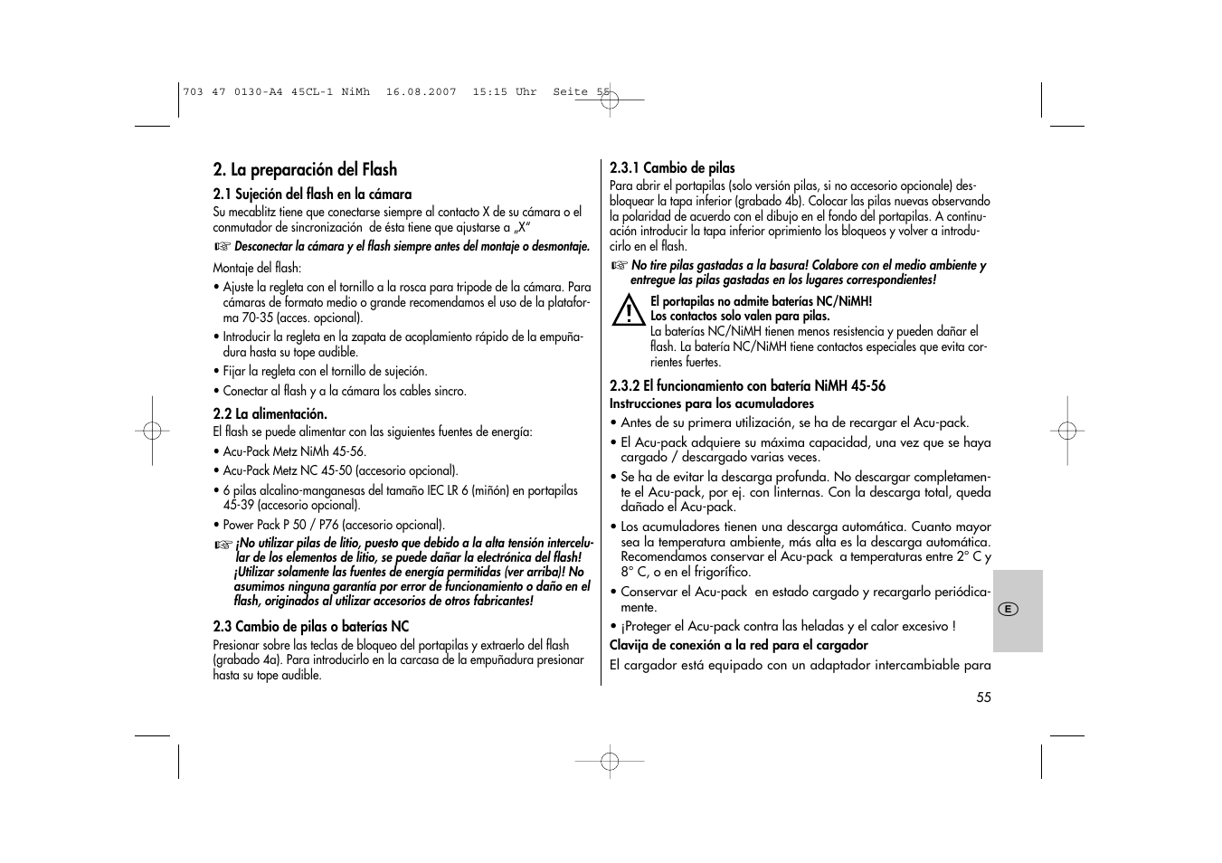 Metz MECABLITZ 45 CL-1 NiMH User Manual | Page 55 / 70