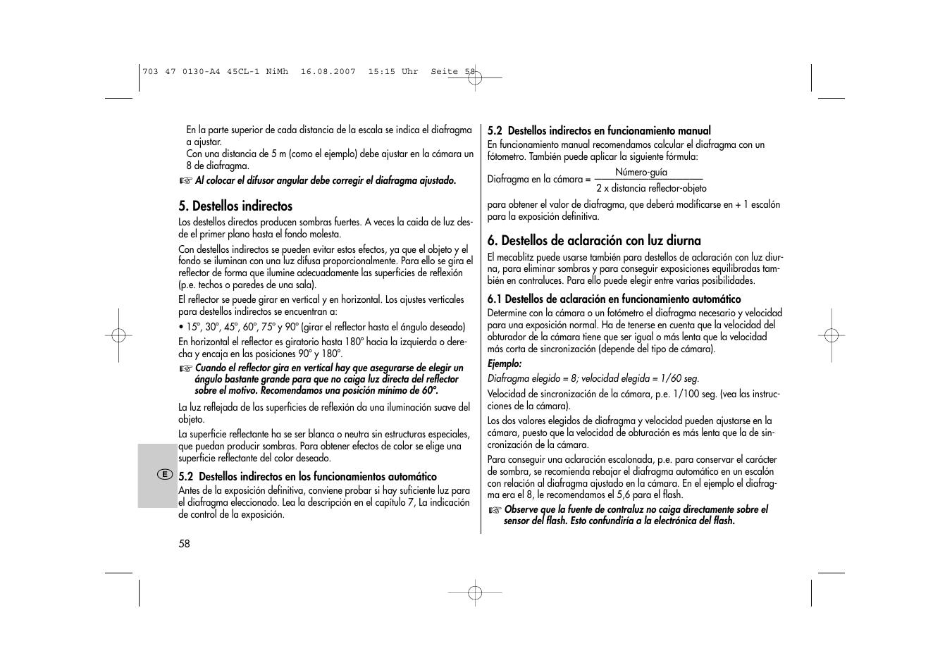 Metz MECABLITZ 45 CL-1 NiMH User Manual | Page 58 / 70