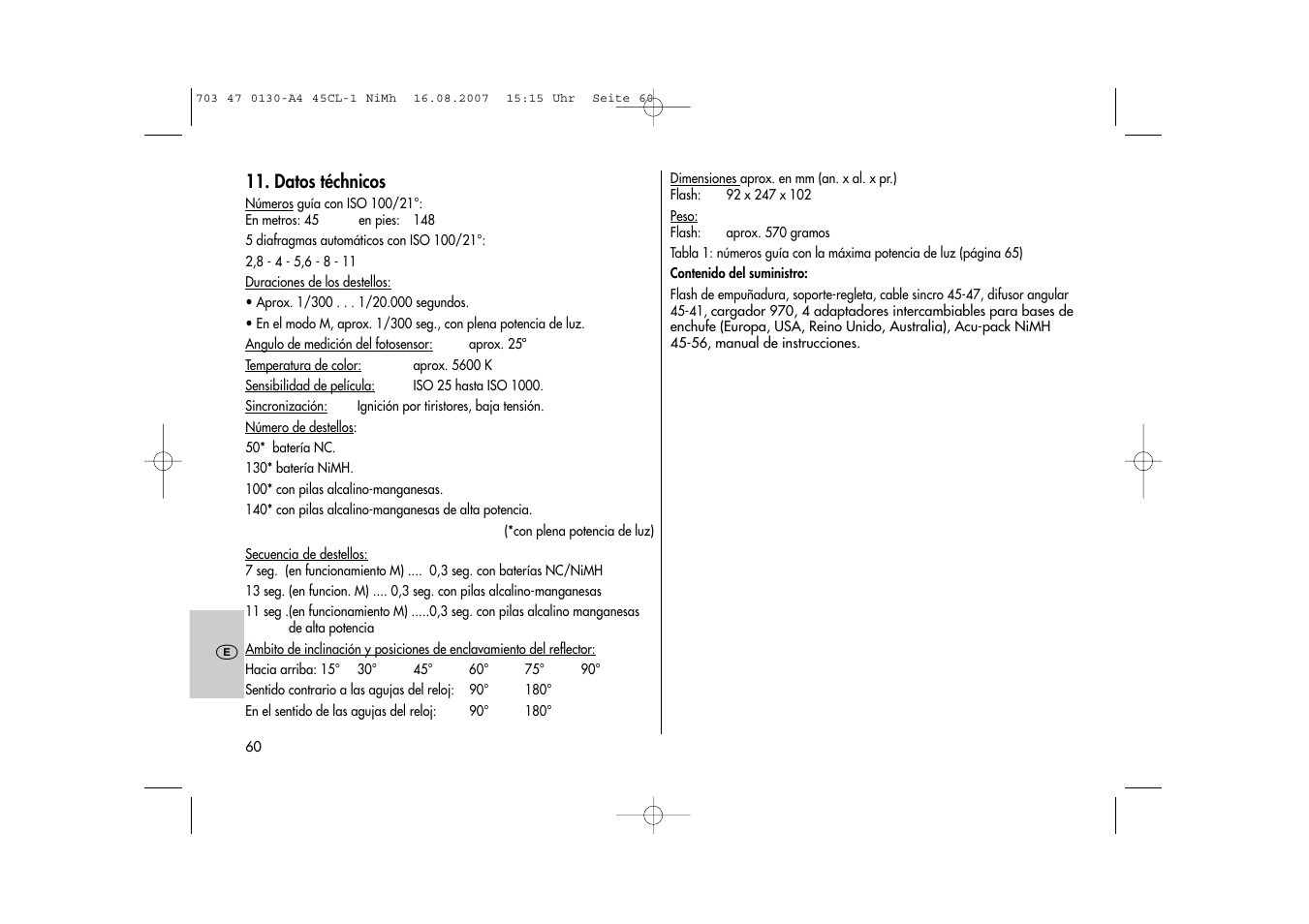 Metz MECABLITZ 45 CL-1 NiMH User Manual | Page 60 / 70