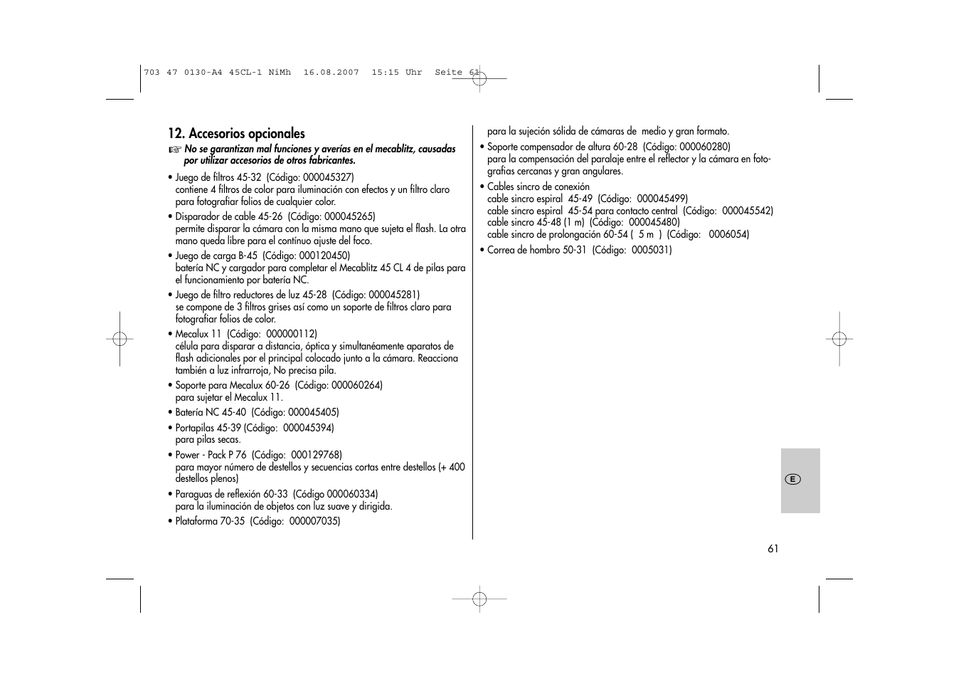 Metz MECABLITZ 45 CL-1 NiMH User Manual | Page 61 / 70