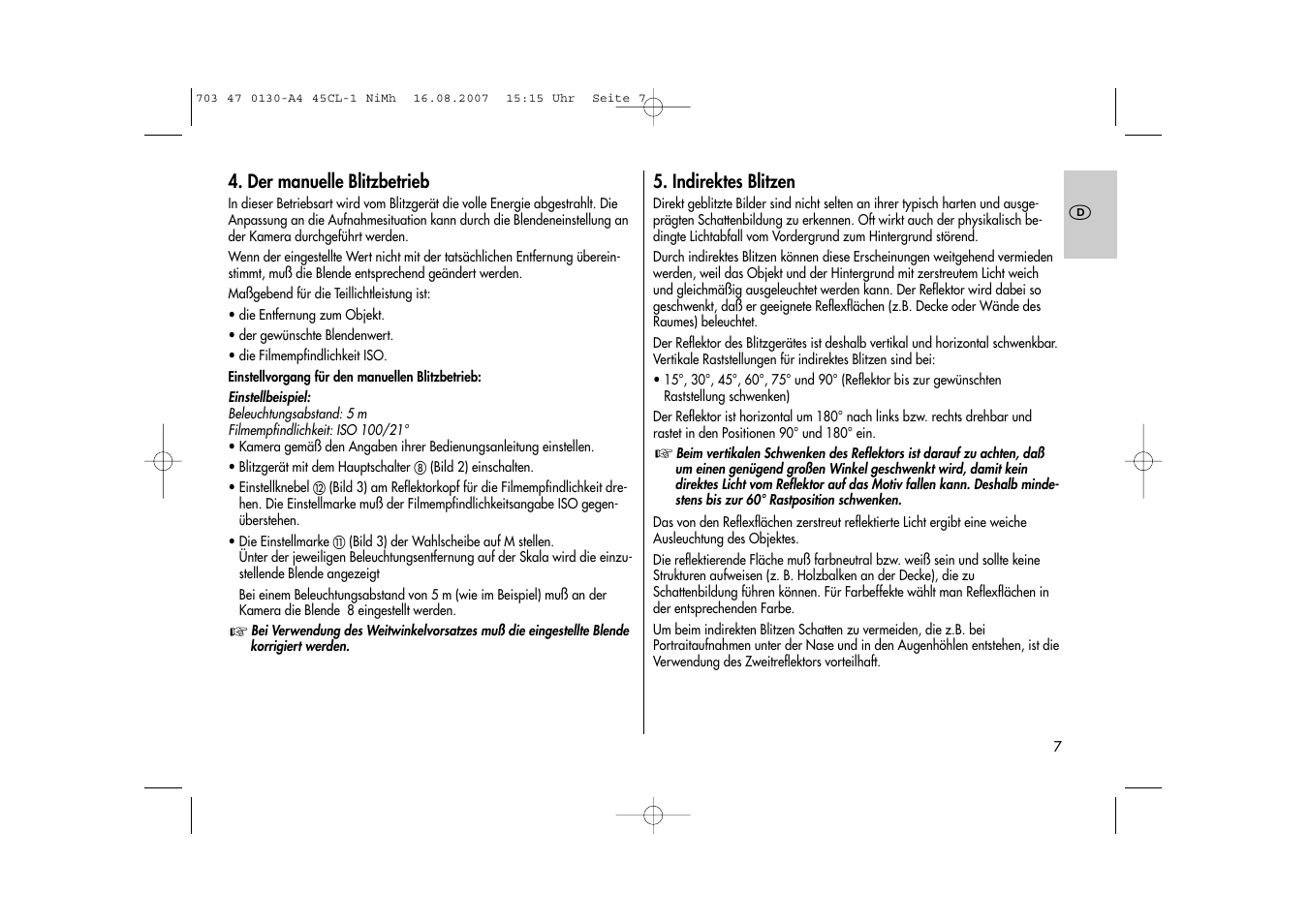 Metz MECABLITZ 45 CL-1 NiMH User Manual | Page 7 / 70