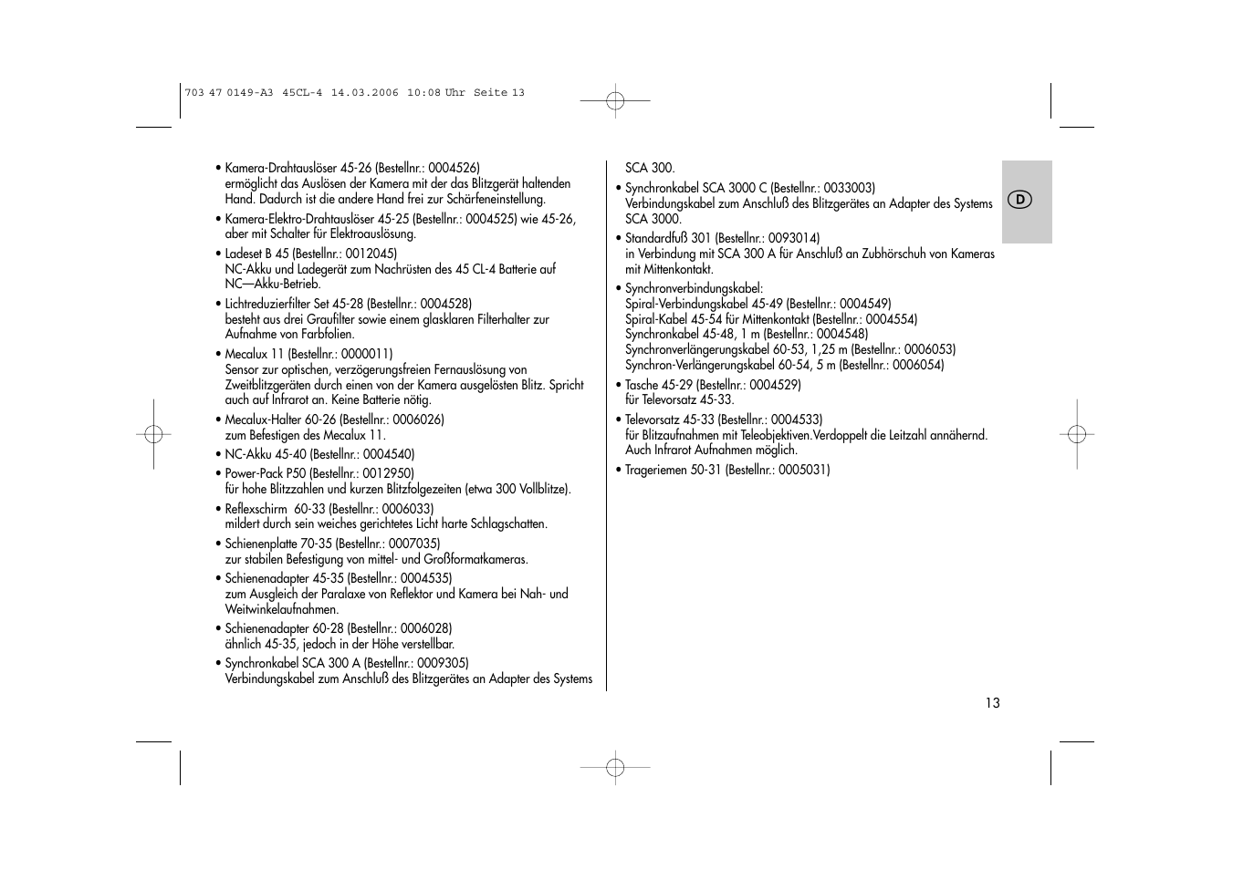 Metz Mecablitz 45 CL-4 User Manual | Page 13 / 84