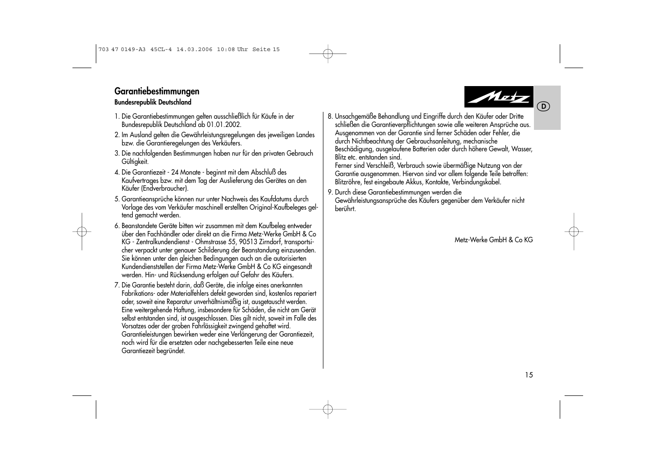 Metz Mecablitz 45 CL-4 User Manual | Page 15 / 84