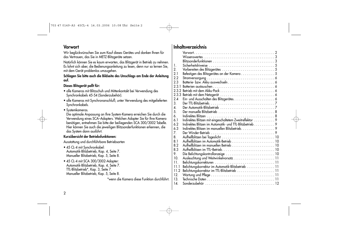 Metz Mecablitz 45 CL-4 User Manual | Page 2 / 84