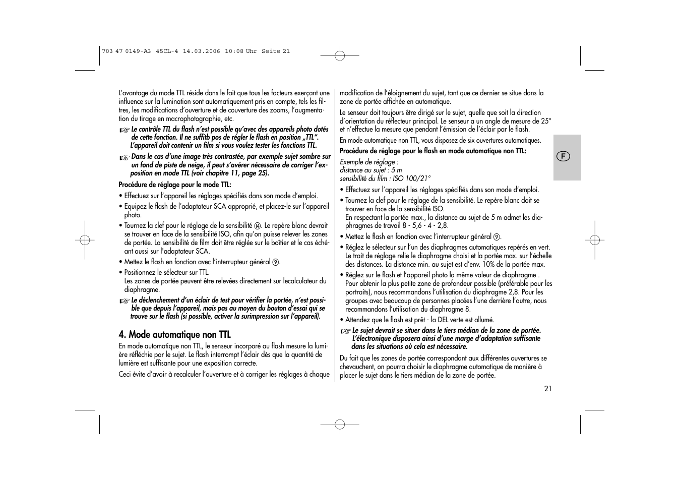 Metz Mecablitz 45 CL-4 User Manual | Page 21 / 84