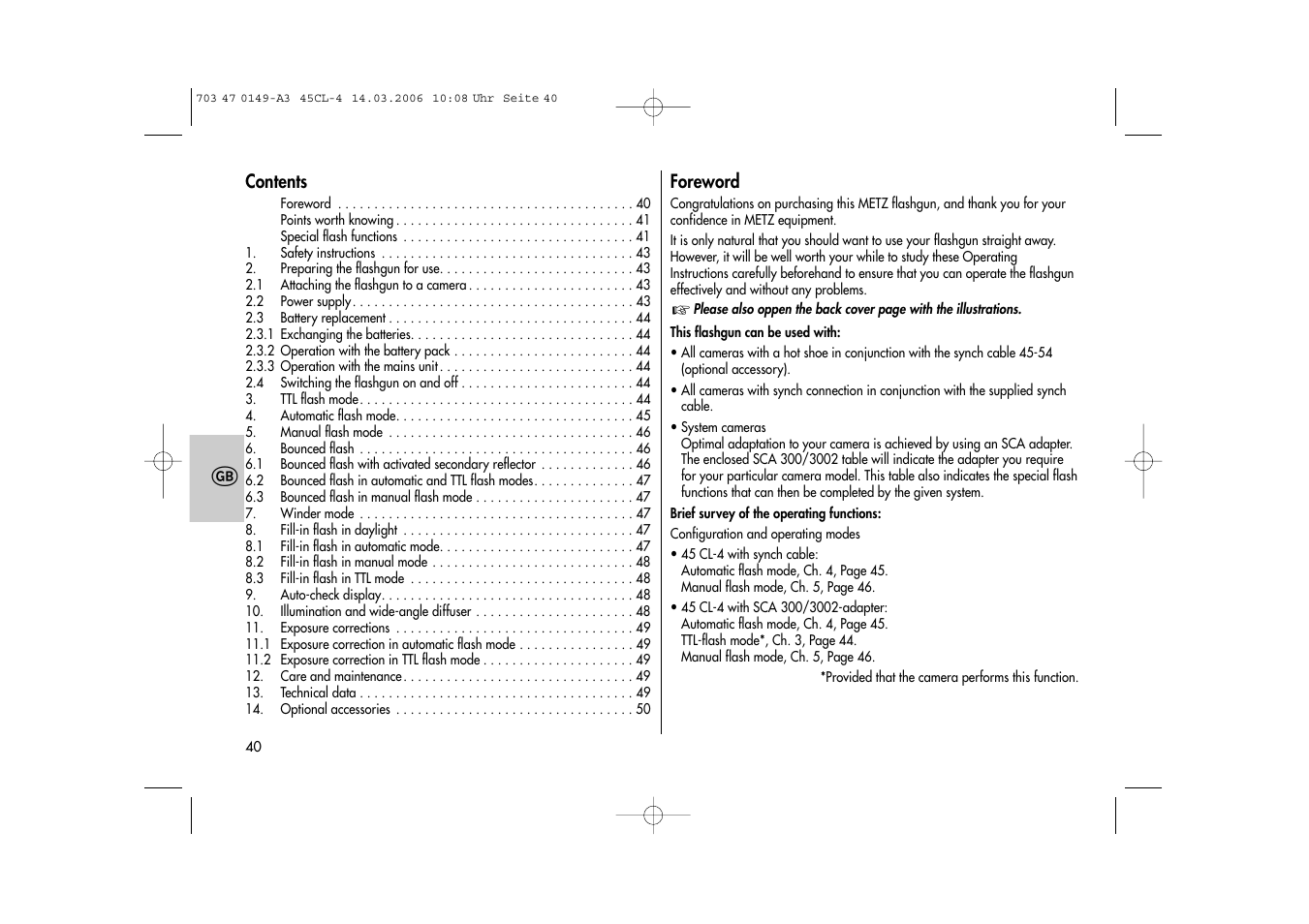 Metz Mecablitz 45 CL-4 User Manual | Page 40 / 84