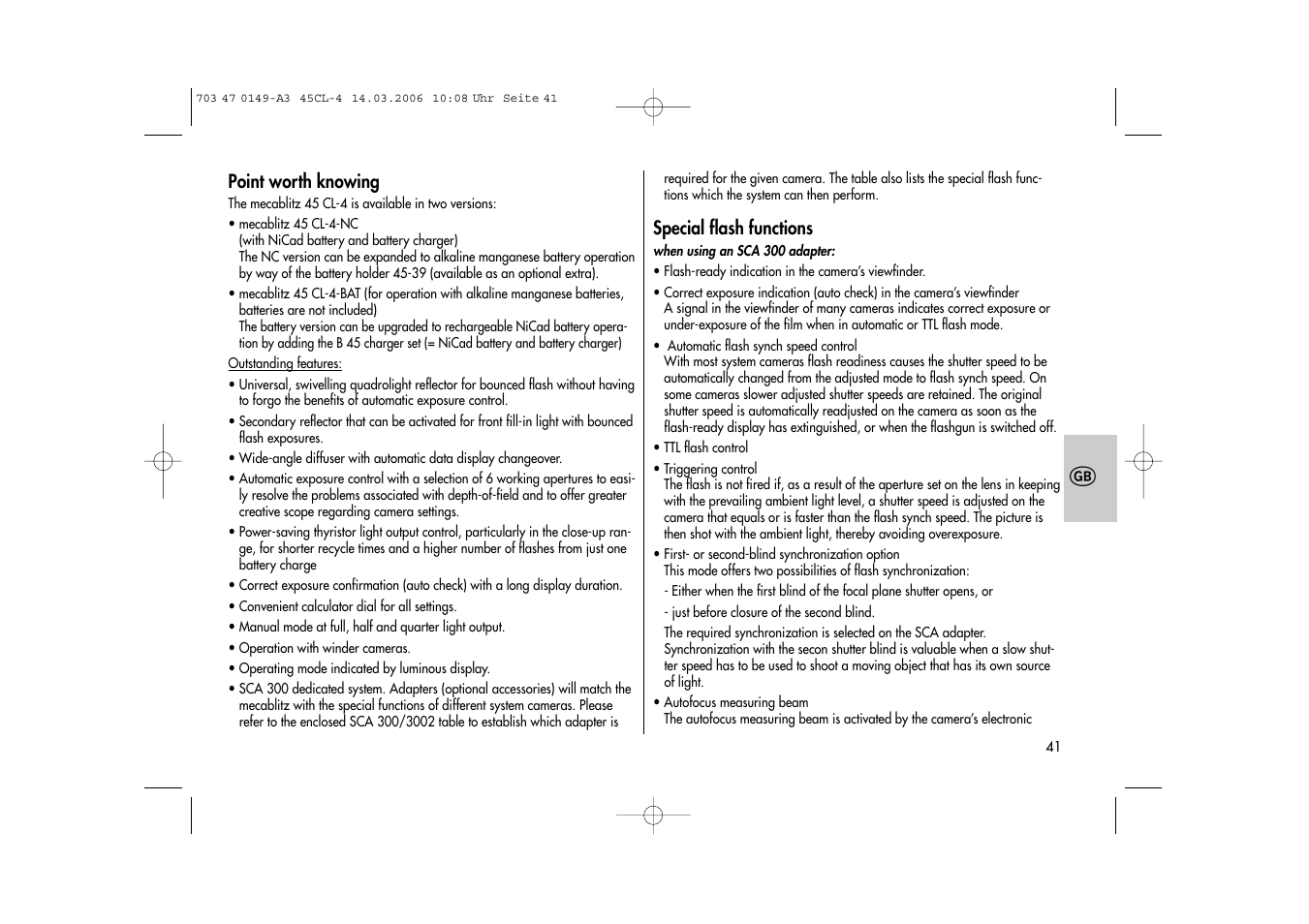 Metz Mecablitz 45 CL-4 User Manual | Page 41 / 84