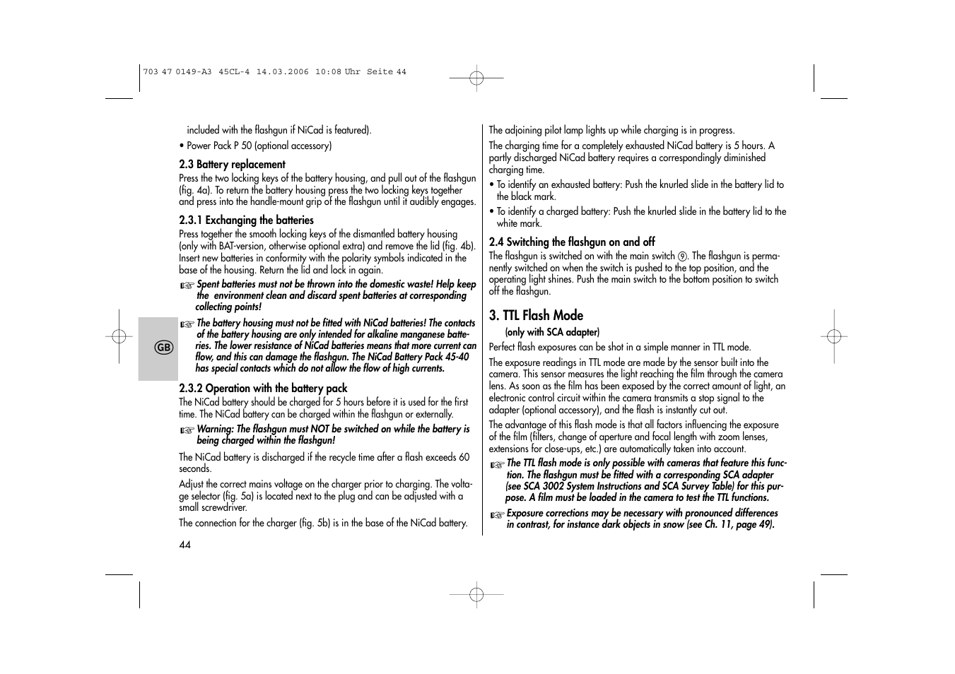 Metz Mecablitz 45 CL-4 User Manual | Page 44 / 84