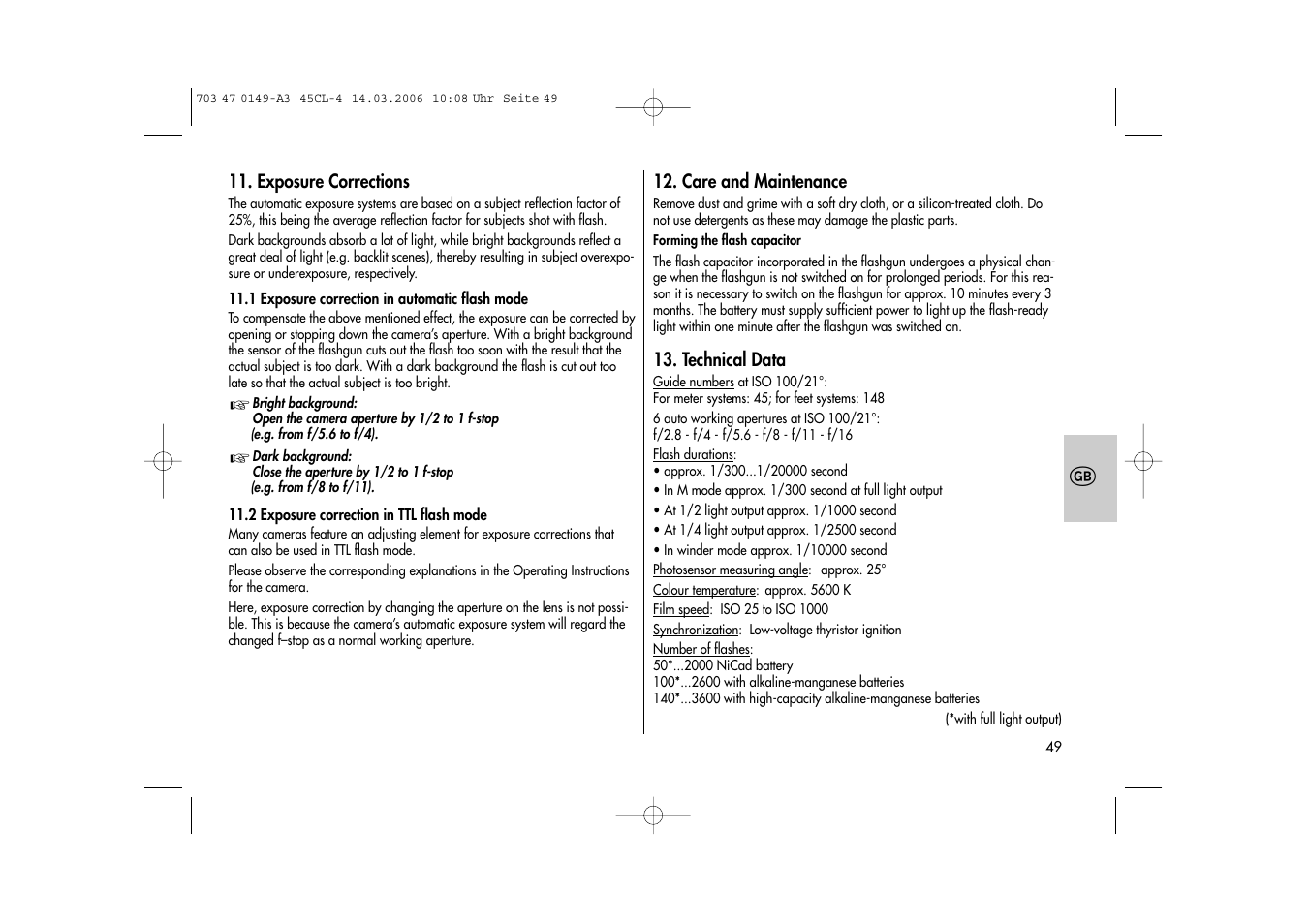 Metz Mecablitz 45 CL-4 User Manual | Page 49 / 84