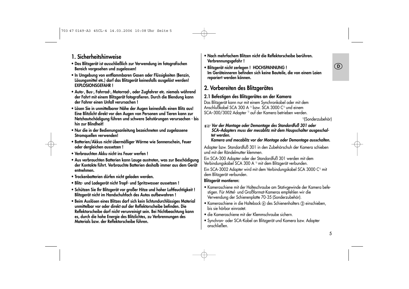 Metz Mecablitz 45 CL-4 User Manual | Page 5 / 84