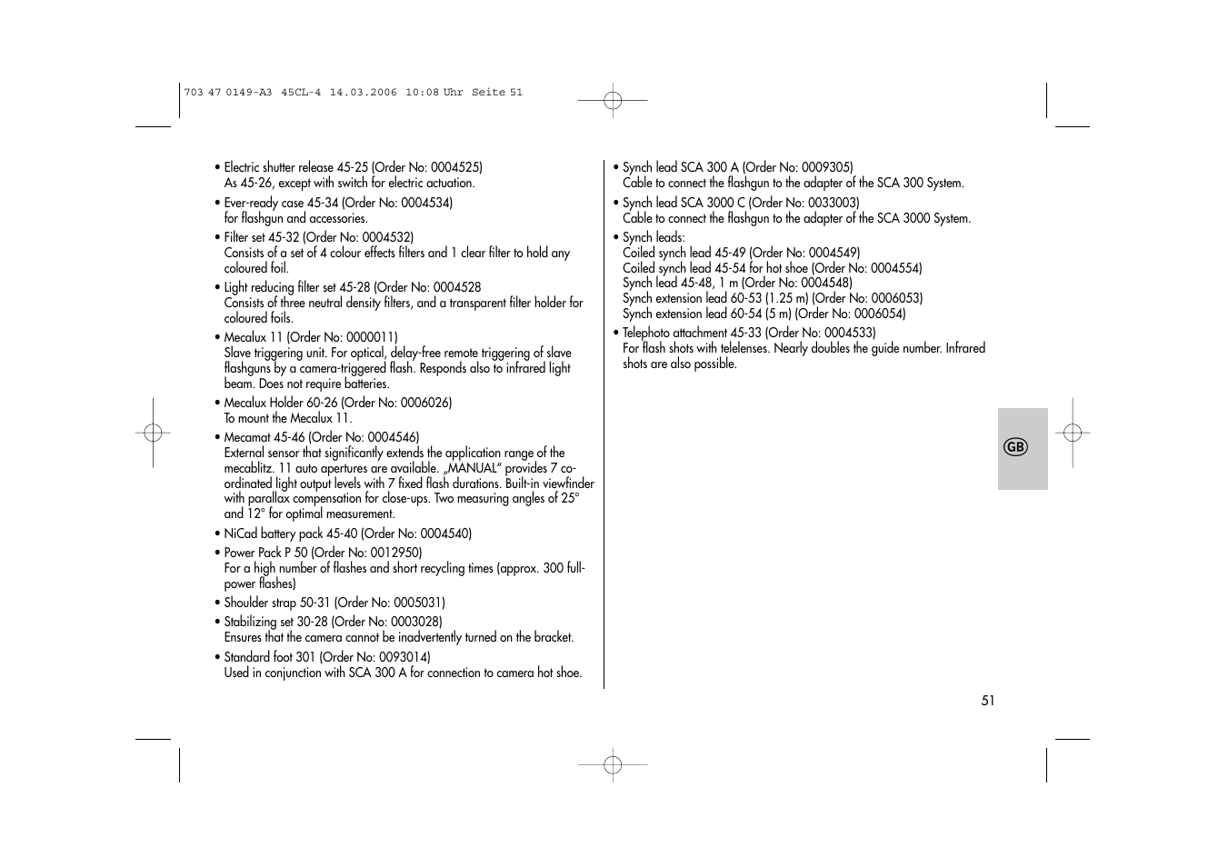 Metz Mecablitz 45 CL-4 User Manual | Page 51 / 84