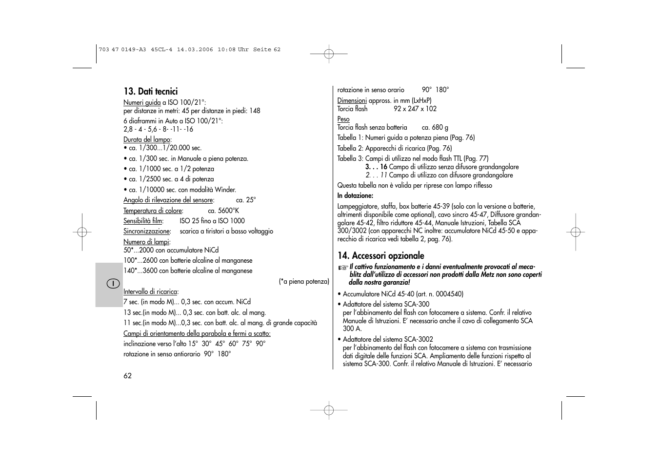 Metz Mecablitz 45 CL-4 User Manual | Page 62 / 84