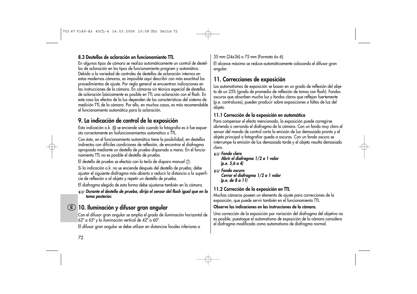 Metz Mecablitz 45 CL-4 User Manual | Page 72 / 84