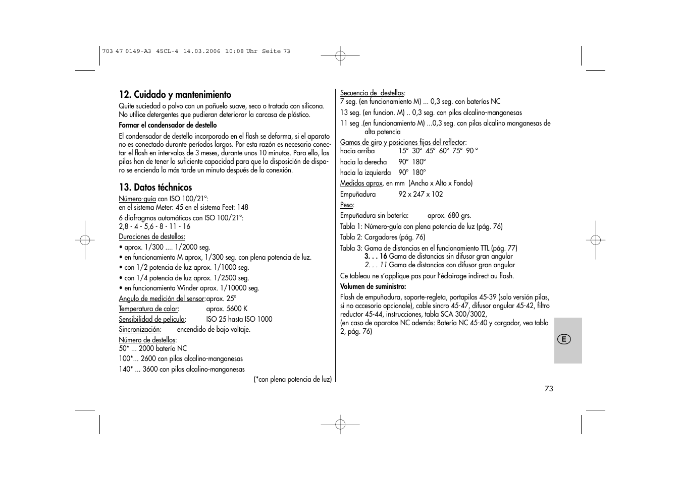 Metz Mecablitz 45 CL-4 User Manual | Page 73 / 84