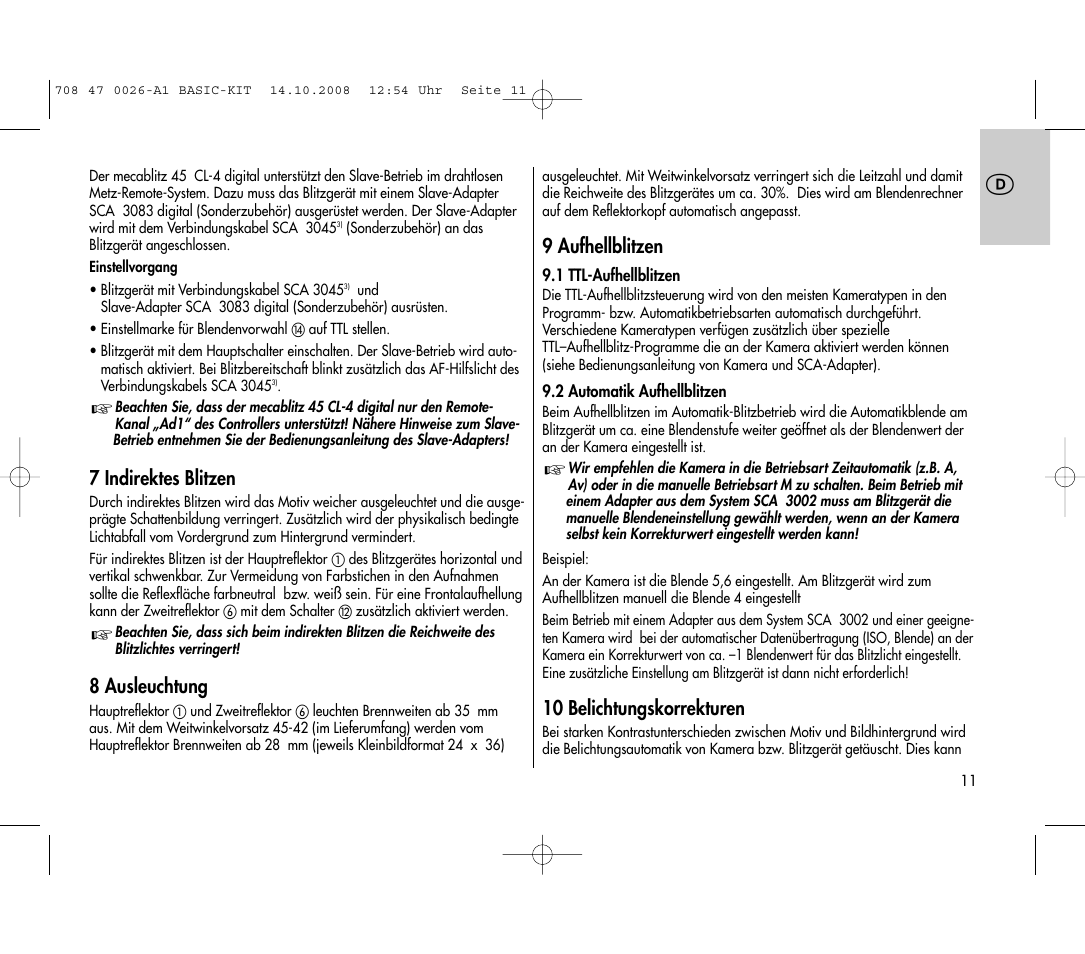 Metz MECABLITZ 45 CL-4 digital BASIC_KIT User Manual | Page 11 / 104