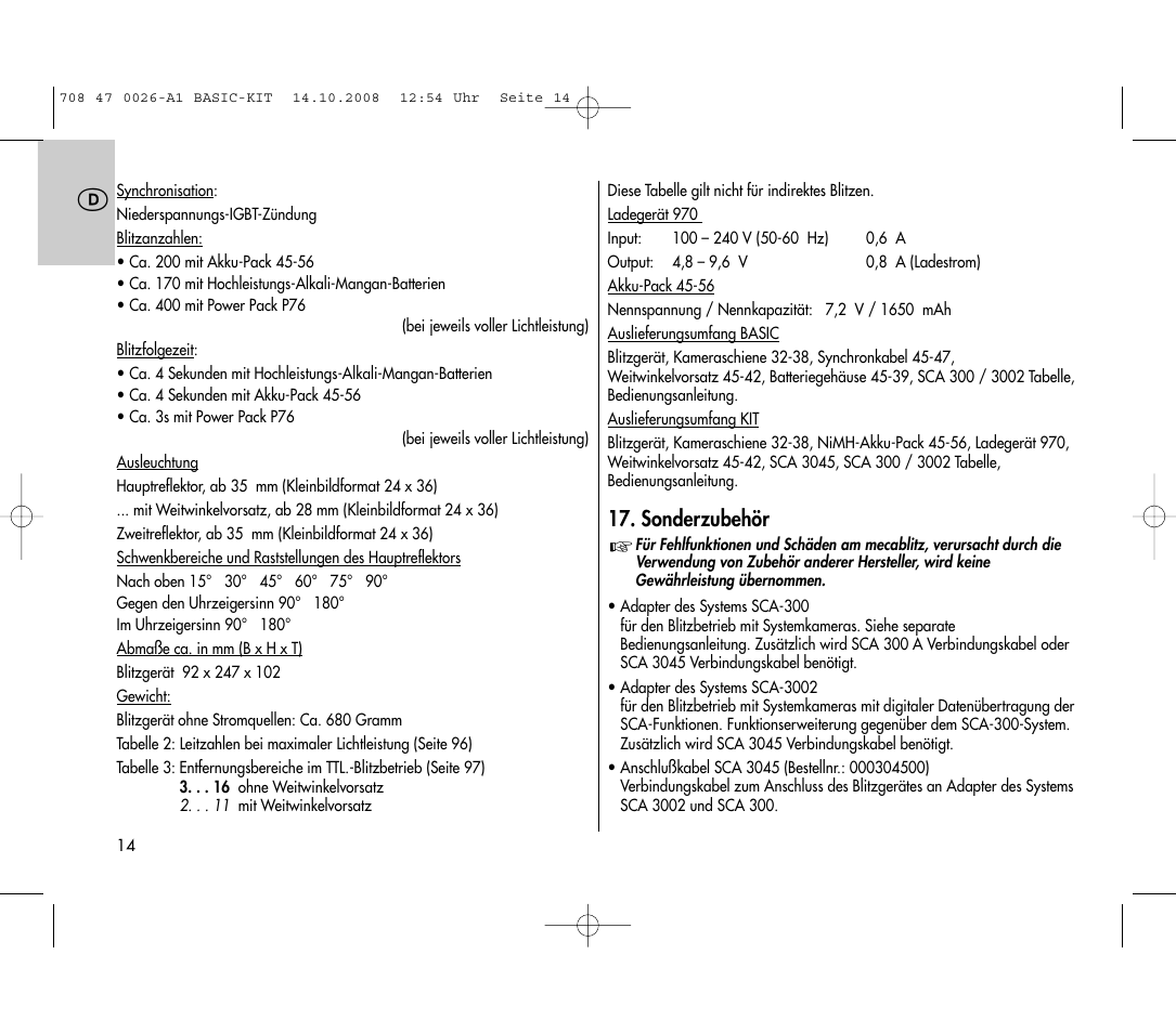 Metz MECABLITZ 45 CL-4 digital BASIC_KIT User Manual | Page 14 / 104