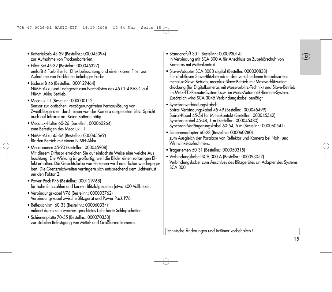 Metz MECABLITZ 45 CL-4 digital BASIC_KIT User Manual | Page 15 / 104