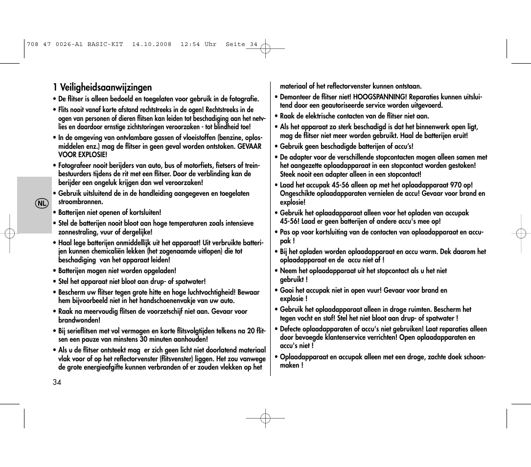 1 veiligheidsaanwijzingen | Metz MECABLITZ 45 CL-4 digital BASIC_KIT User Manual | Page 34 / 104