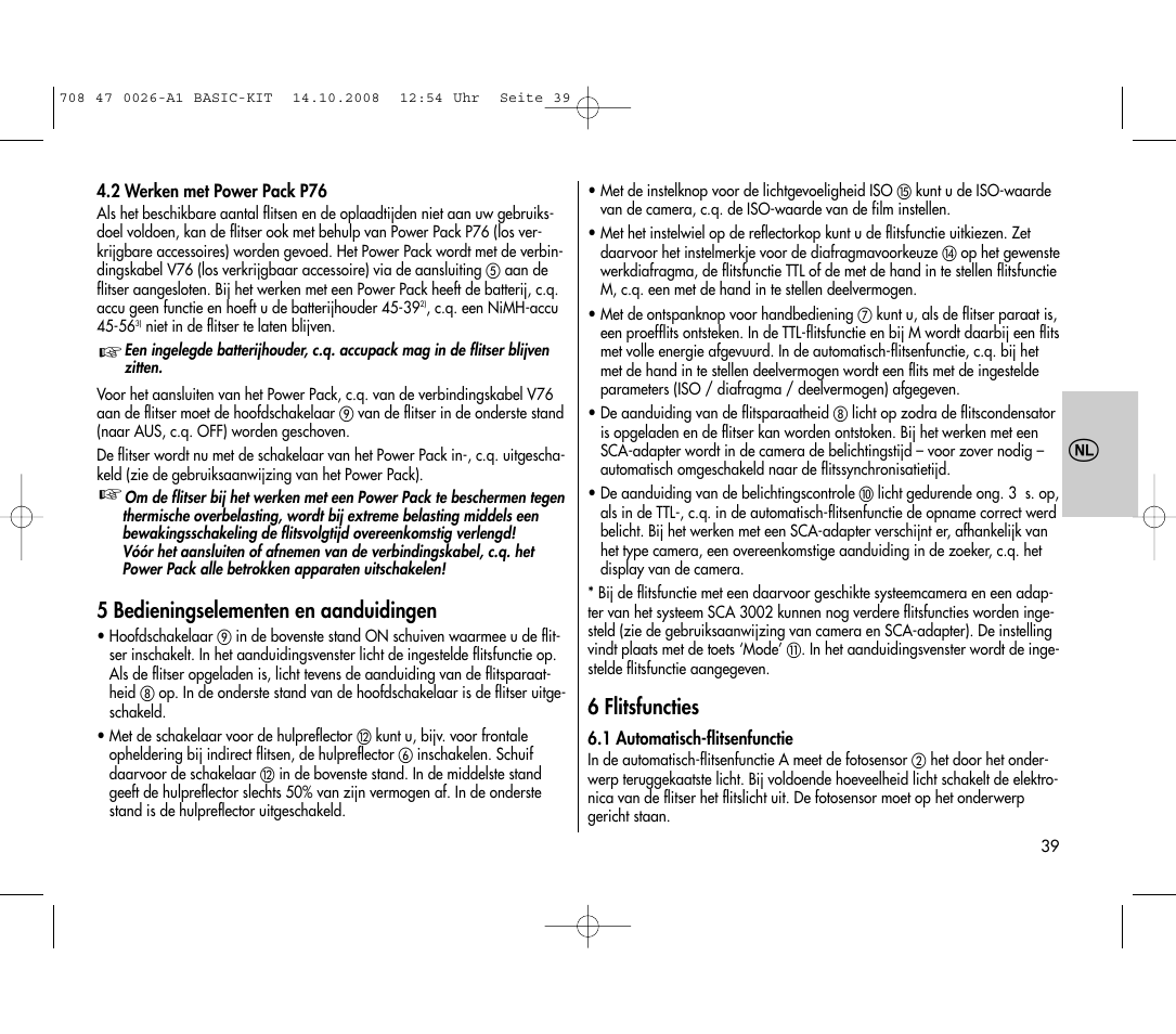 5 bedieningselementen en aanduidingen, 6 flitsfuncties | Metz MECABLITZ 45 CL-4 digital BASIC_KIT User Manual | Page 39 / 104
