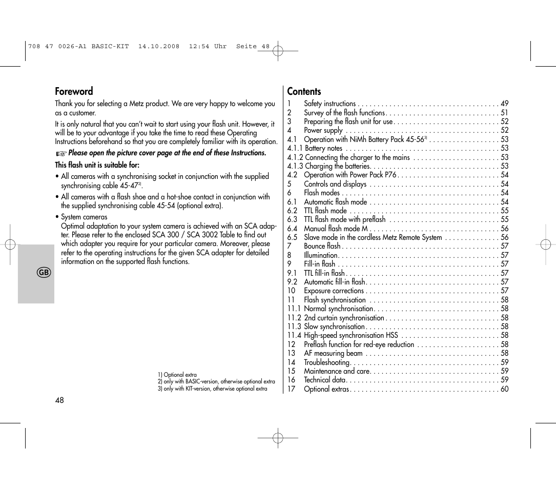 Metz MECABLITZ 45 CL-4 digital BASIC_KIT User Manual | Page 48 / 104