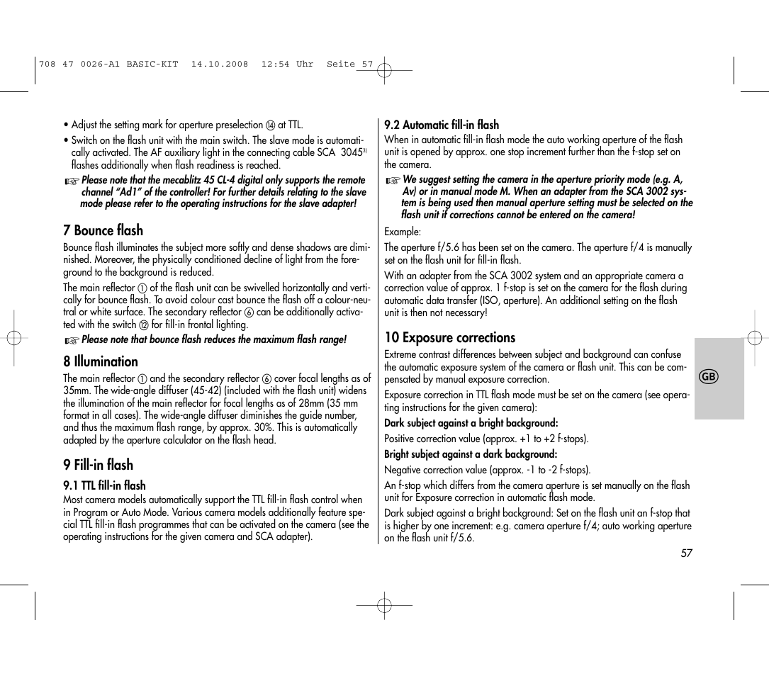 Metz MECABLITZ 45 CL-4 digital BASIC_KIT User Manual | Page 57 / 104