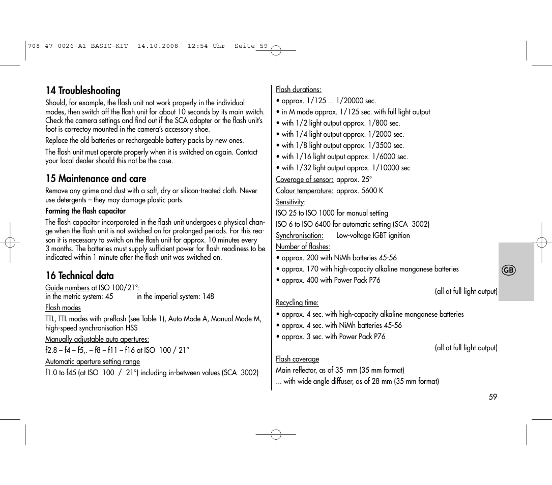 Metz MECABLITZ 45 CL-4 digital BASIC_KIT User Manual | Page 59 / 104
