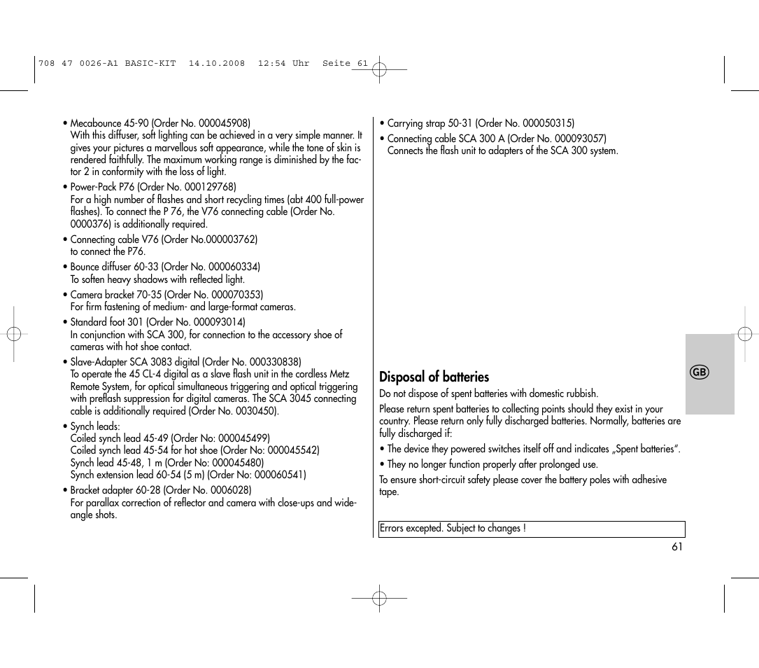 Metz MECABLITZ 45 CL-4 digital BASIC_KIT User Manual | Page 61 / 104