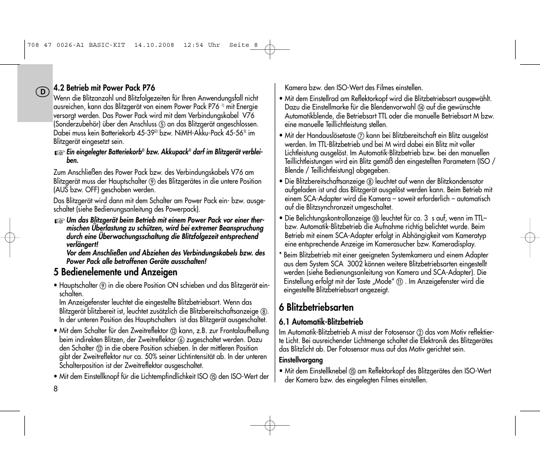 5 bedienelemente und anzeigen, 6 blitzbetriebsarten | Metz MECABLITZ 45 CL-4 digital BASIC_KIT User Manual | Page 8 / 104