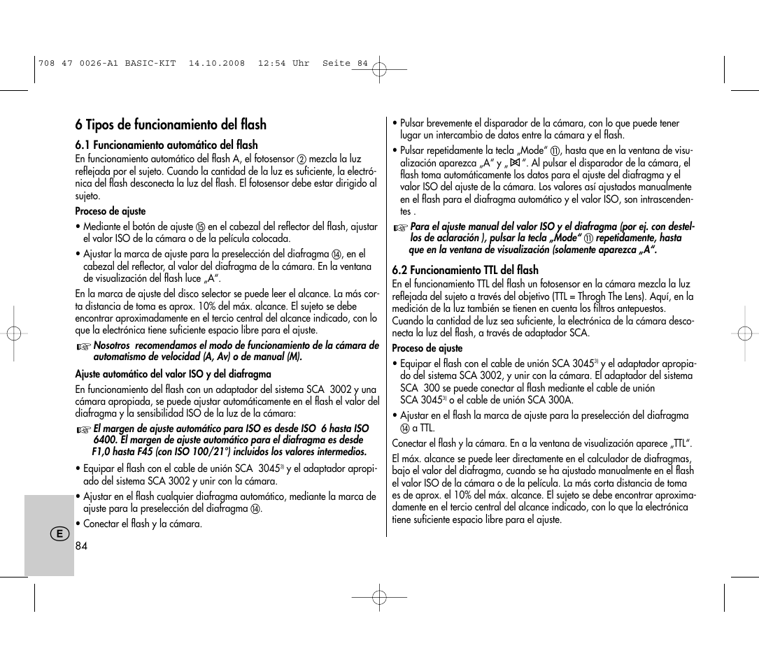 6 tipos de funcionamiento del flash | Metz MECABLITZ 45 CL-4 digital BASIC_KIT User Manual | Page 84 / 104