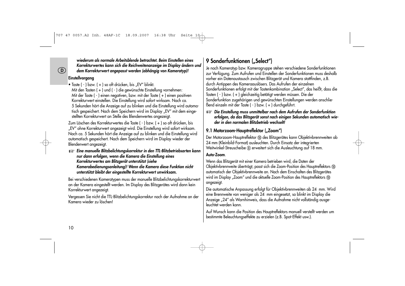 Metz MECABLITZ 48 AF-1 digital Canon User Manual | Page 10 / 136