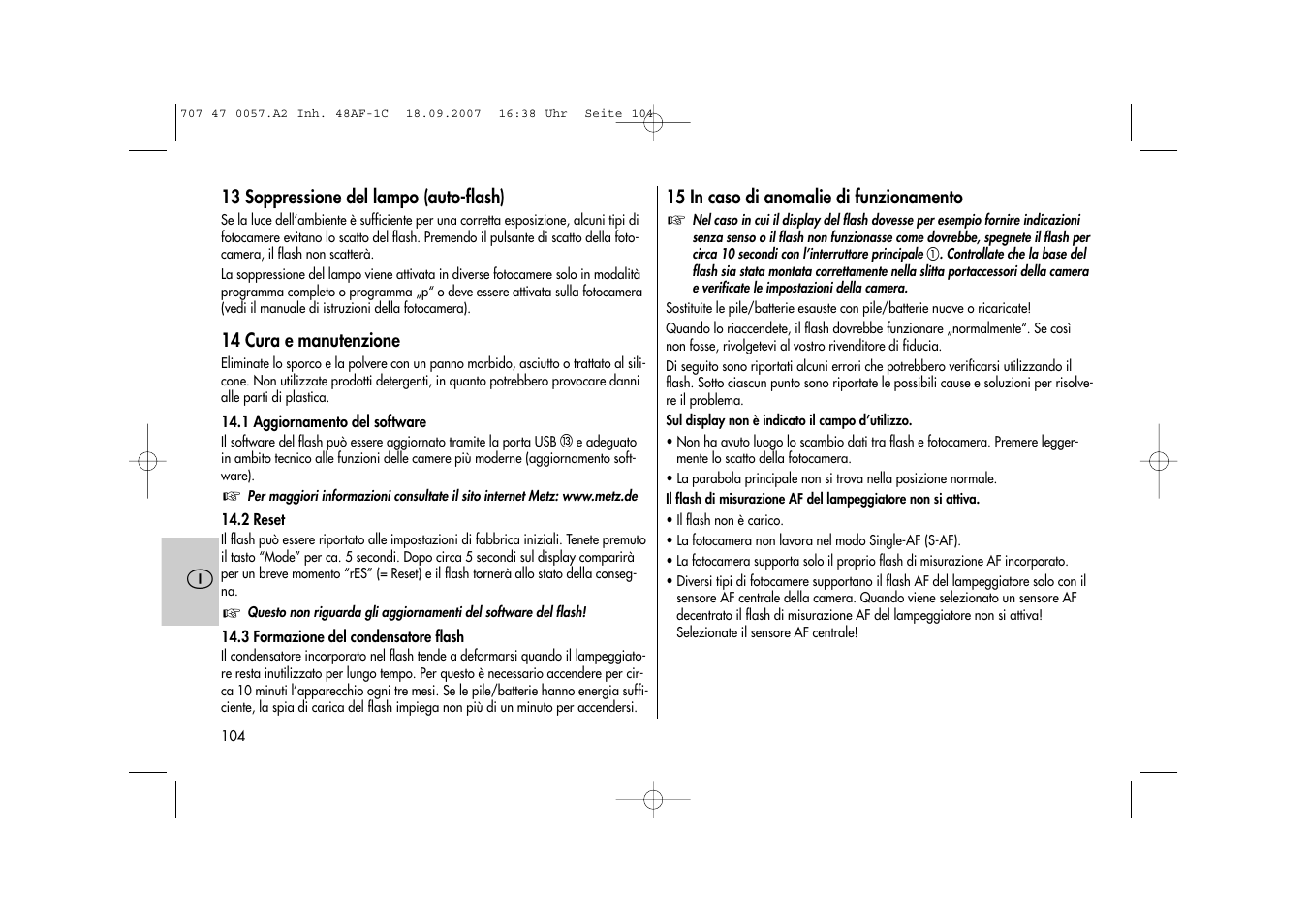 Metz MECABLITZ 48 AF-1 digital Canon User Manual | Page 104 / 136