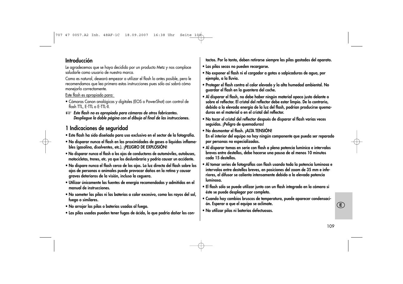 Metz MECABLITZ 48 AF-1 digital Canon User Manual | Page 109 / 136