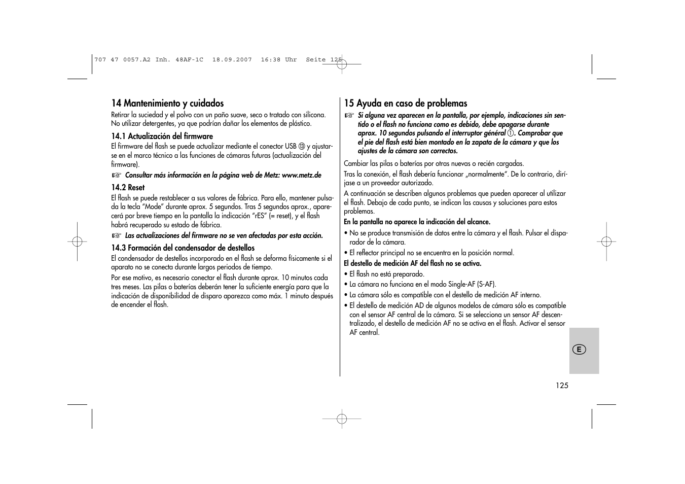 Metz MECABLITZ 48 AF-1 digital Canon User Manual | Page 125 / 136