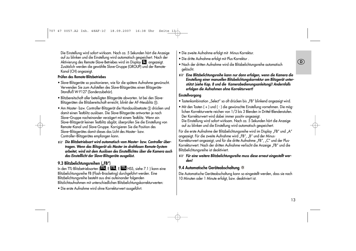 Metz MECABLITZ 48 AF-1 digital Canon User Manual | Page 13 / 136