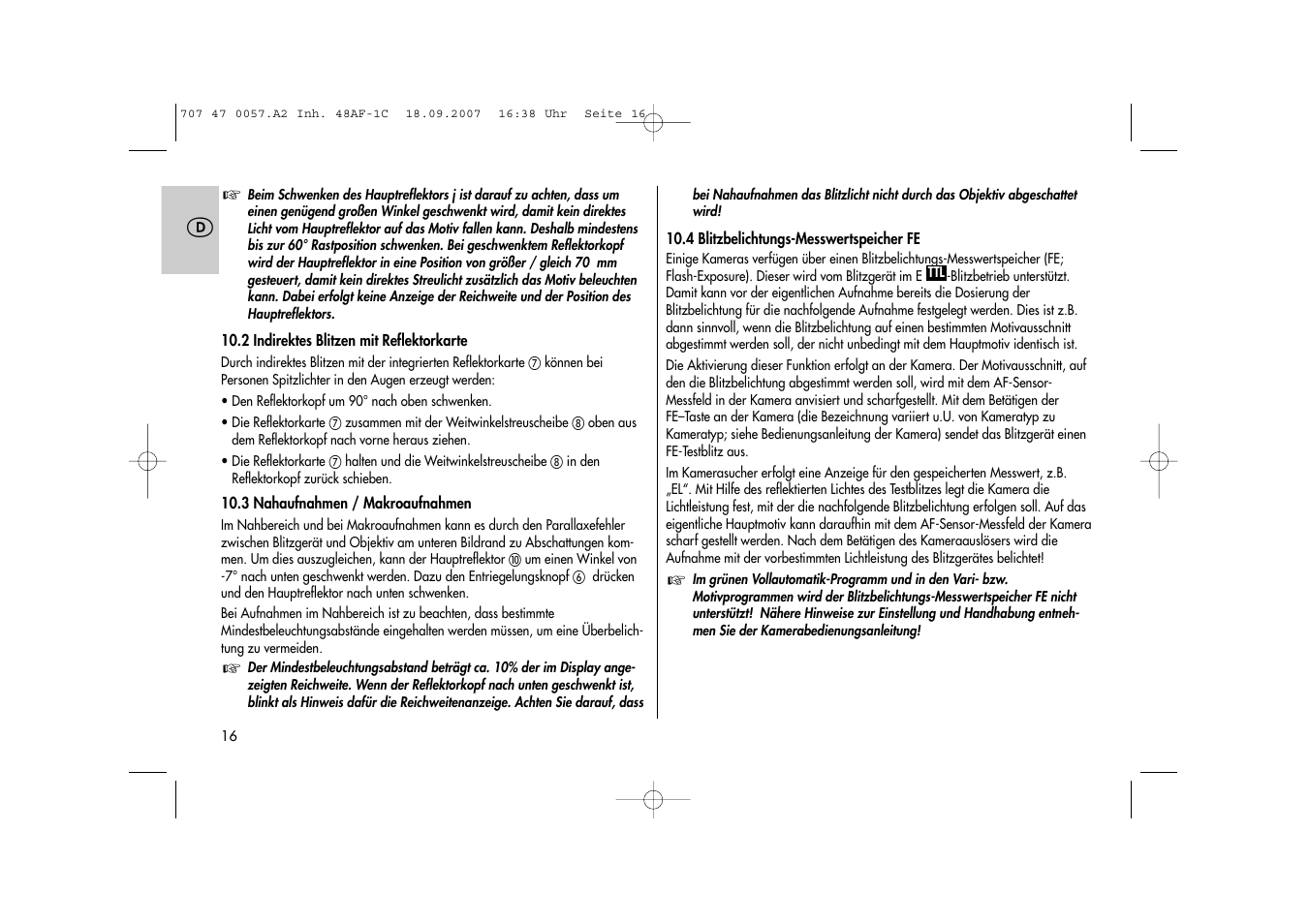 Metz MECABLITZ 48 AF-1 digital Canon User Manual | Page 16 / 136