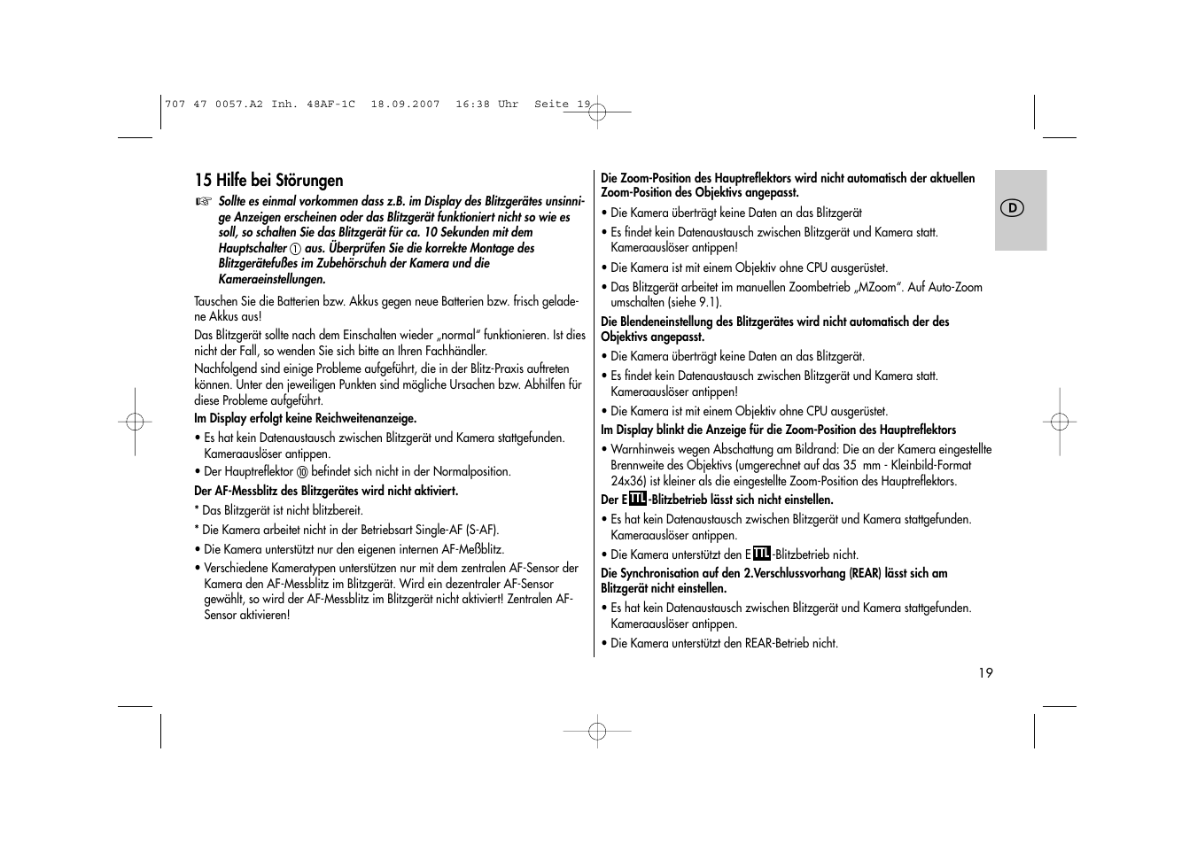 Metz MECABLITZ 48 AF-1 digital Canon User Manual | Page 19 / 136