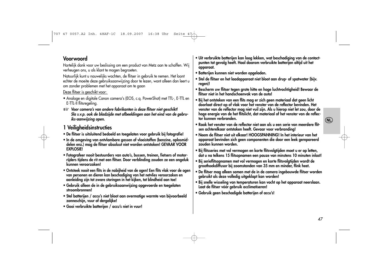 Metz MECABLITZ 48 AF-1 digital Canon User Manual | Page 47 / 136