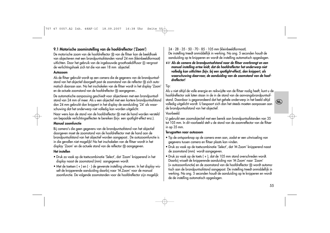 Metz MECABLITZ 48 AF-1 digital Canon User Manual | Page 55 / 136