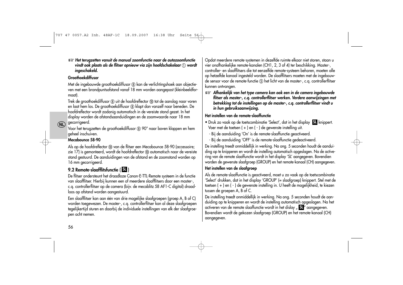 Metz MECABLITZ 48 AF-1 digital Canon User Manual | Page 56 / 136