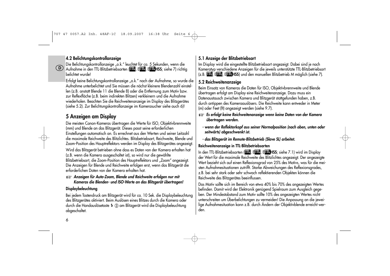 Metz MECABLITZ 48 AF-1 digital Canon User Manual | Page 6 / 136
