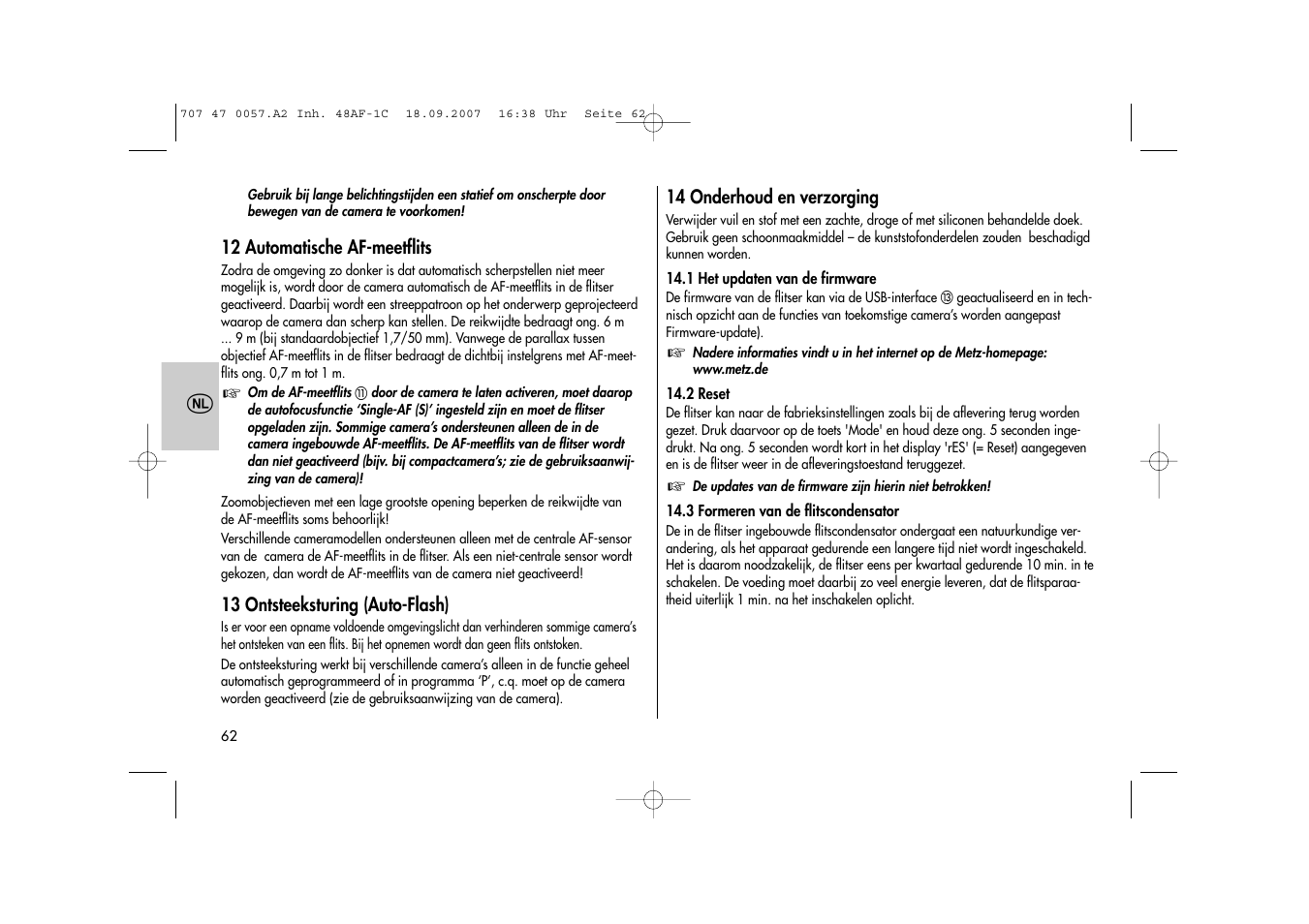 Metz MECABLITZ 48 AF-1 digital Canon User Manual | Page 62 / 136