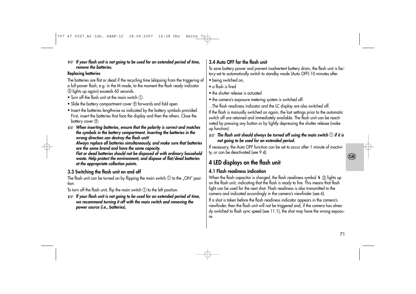 Metz MECABLITZ 48 AF-1 digital Canon User Manual | Page 71 / 136