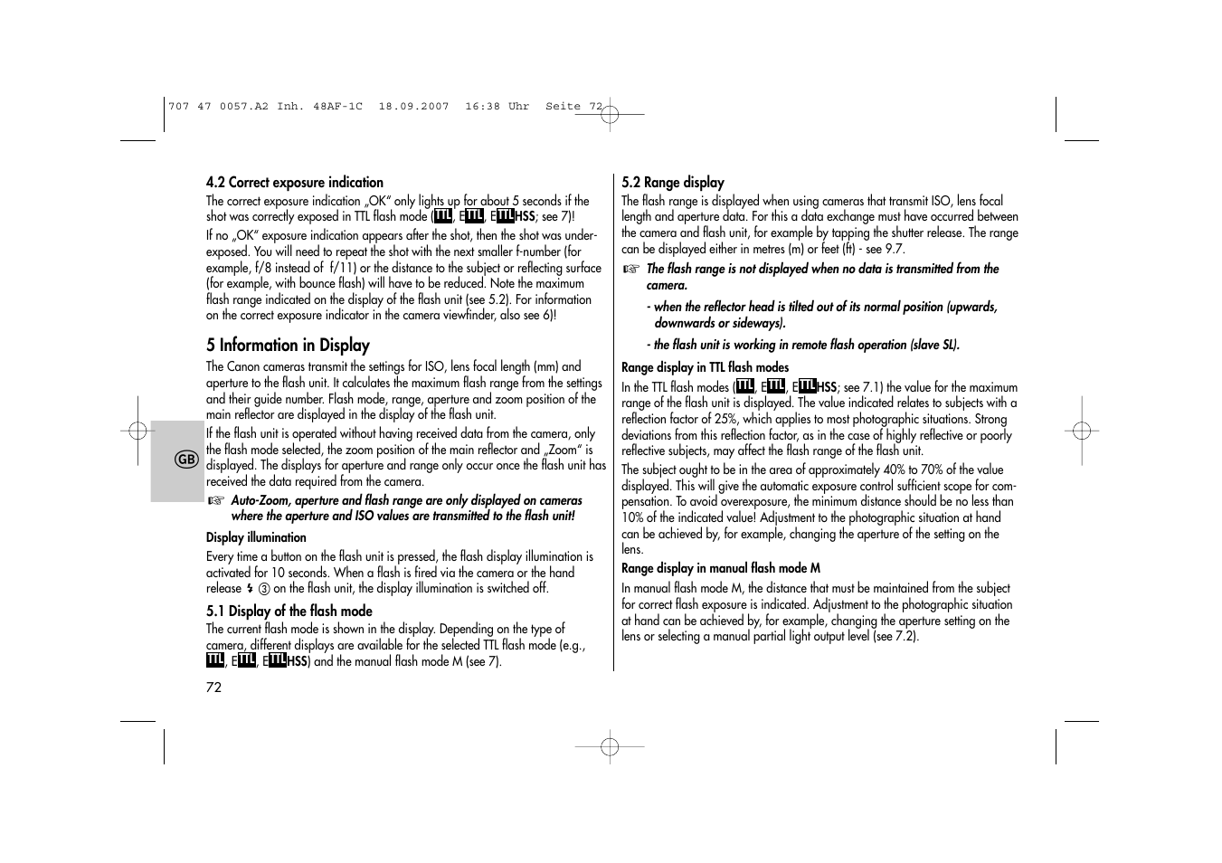 Metz MECABLITZ 48 AF-1 digital Canon User Manual | Page 72 / 136