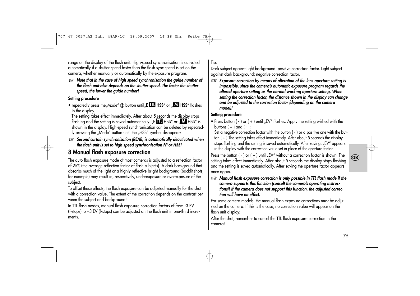 Metz MECABLITZ 48 AF-1 digital Canon User Manual | Page 75 / 136