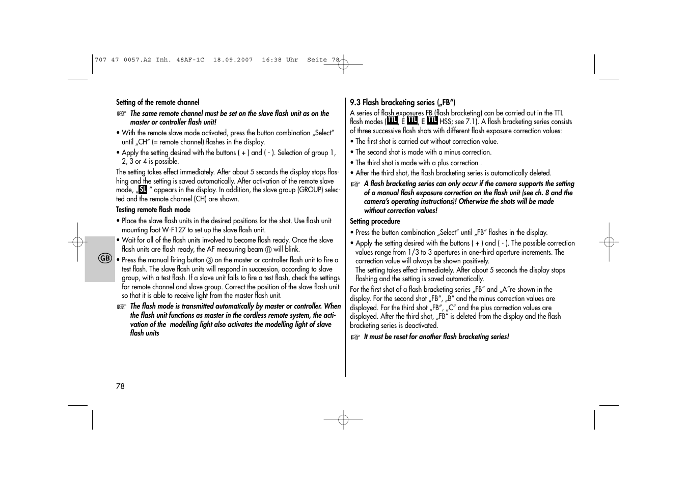 Metz MECABLITZ 48 AF-1 digital Canon User Manual | Page 78 / 136