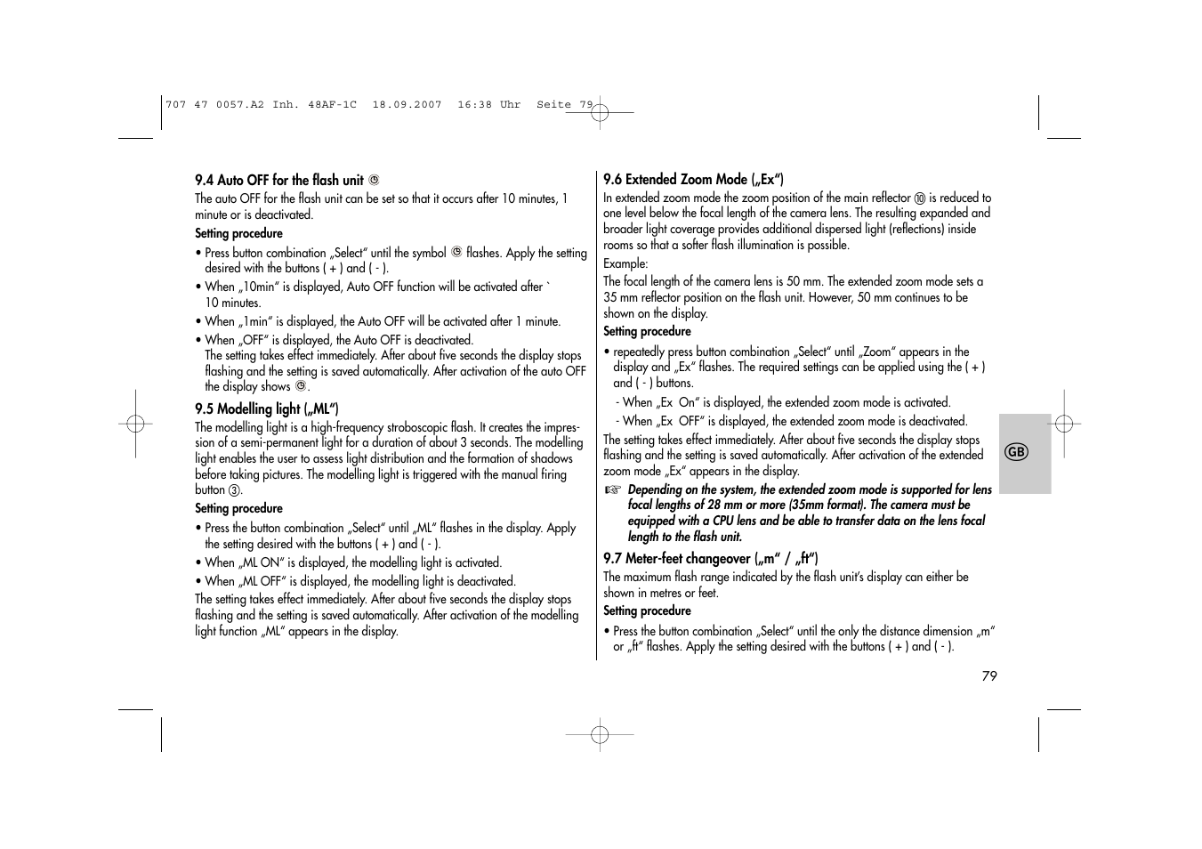 Metz MECABLITZ 48 AF-1 digital Canon User Manual | Page 79 / 136