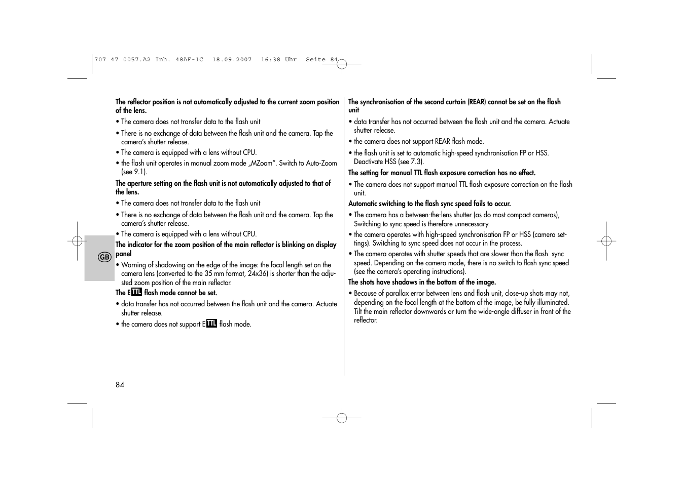 Metz MECABLITZ 48 AF-1 digital Canon User Manual | Page 84 / 136