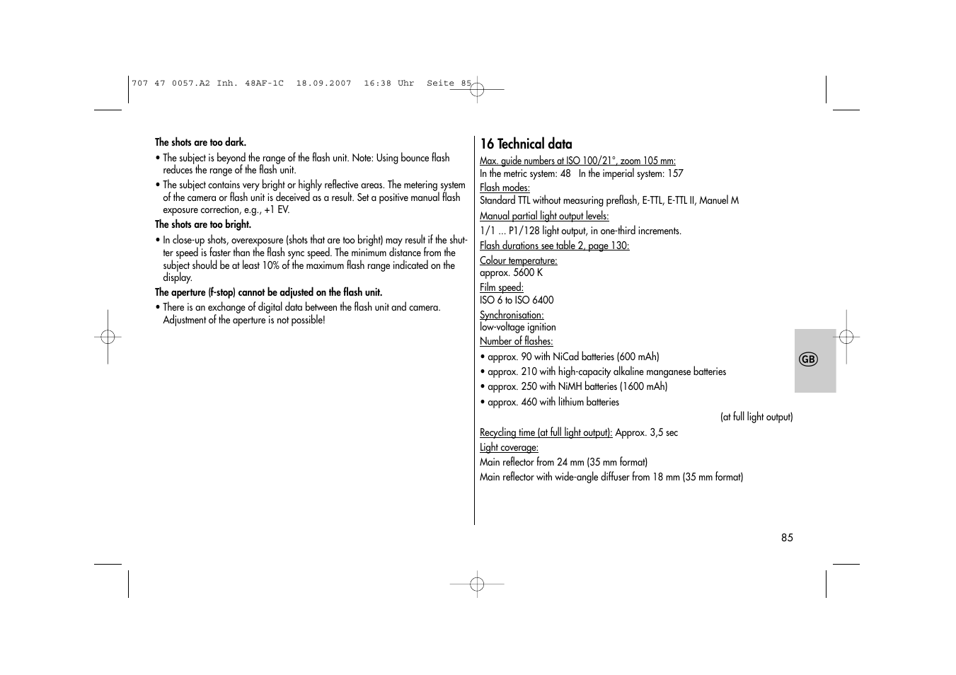 Metz MECABLITZ 48 AF-1 digital Canon User Manual | Page 85 / 136